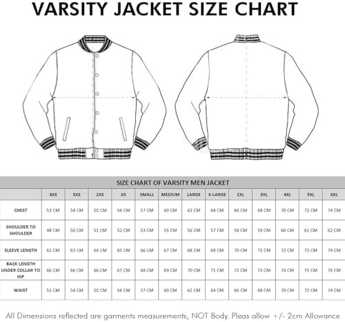 Varsity Jacket Size Chart and Fit Guide