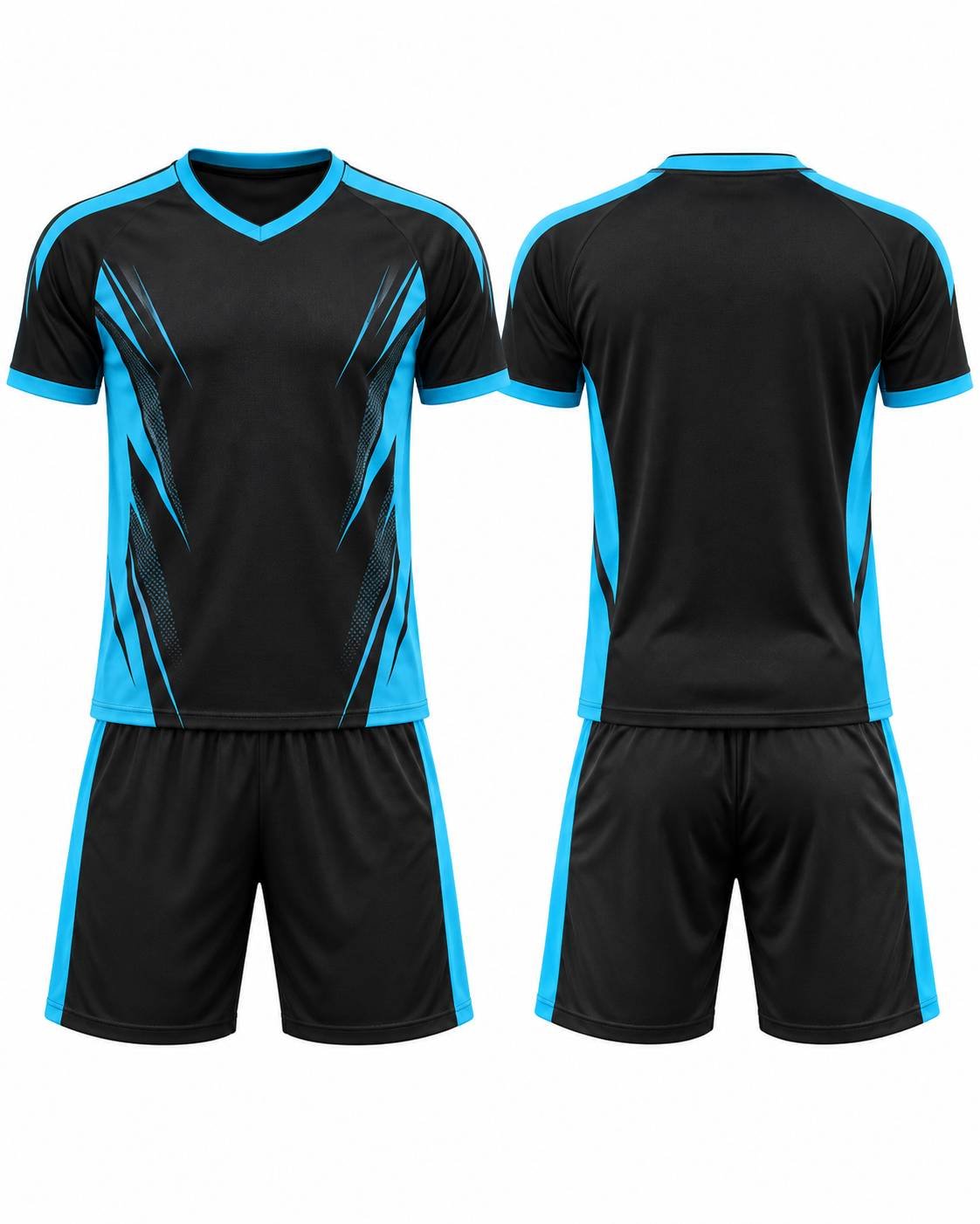 Custom Black & Cyan Soccer Uniform