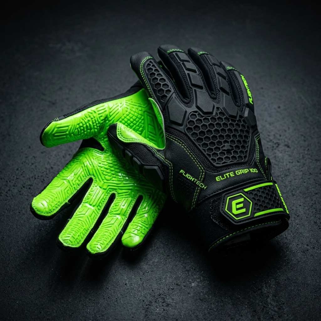 Custom Black & Green Football Receiver Gloves