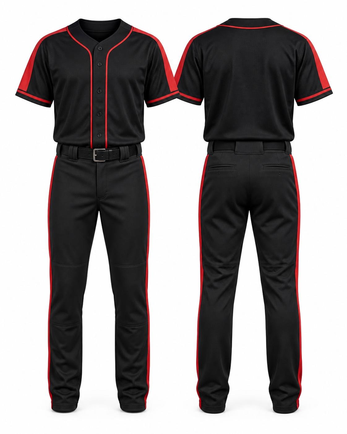 Custom Black & Red Baseball Uniform