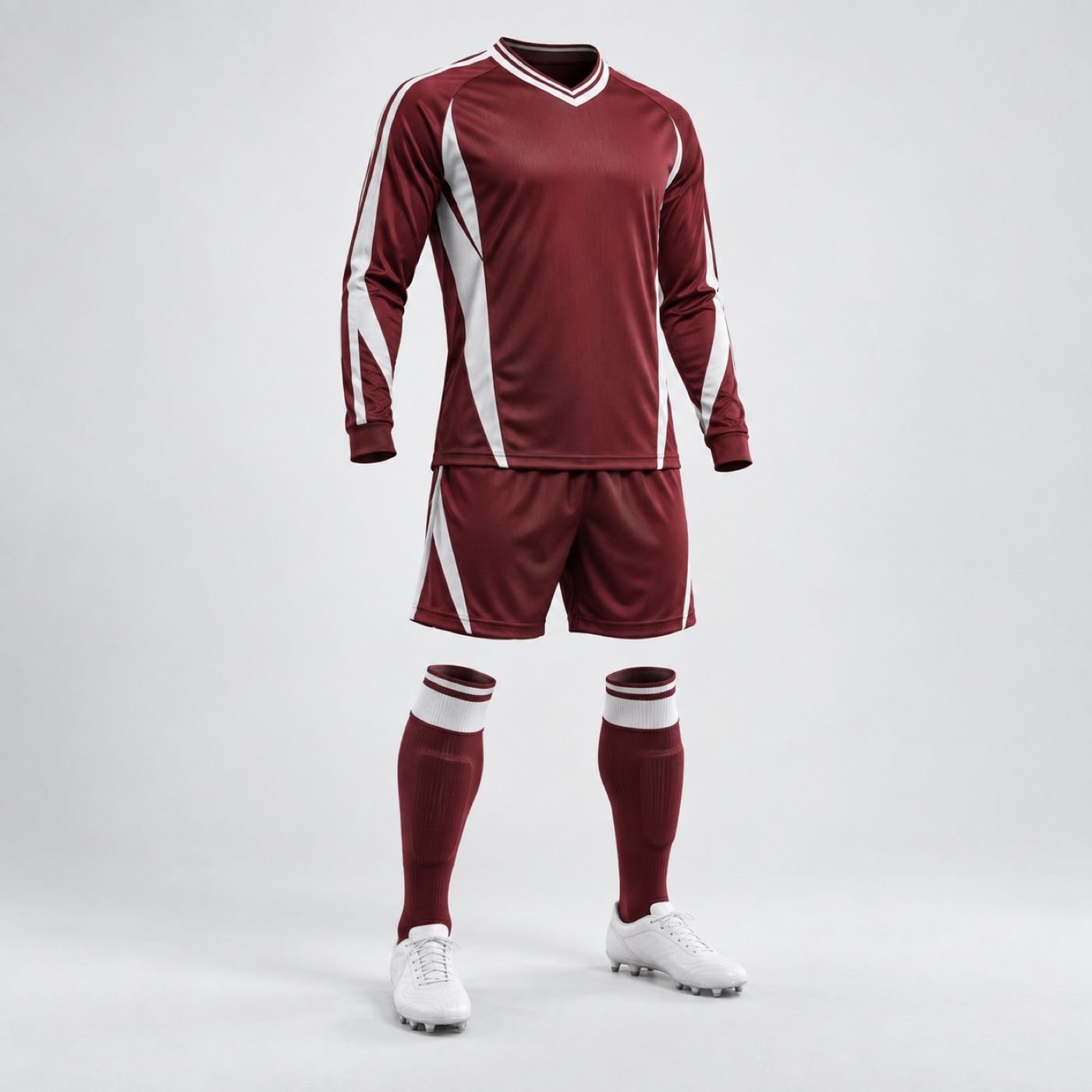 Custom Burgundy Long-Sleeve Soccer Jersey