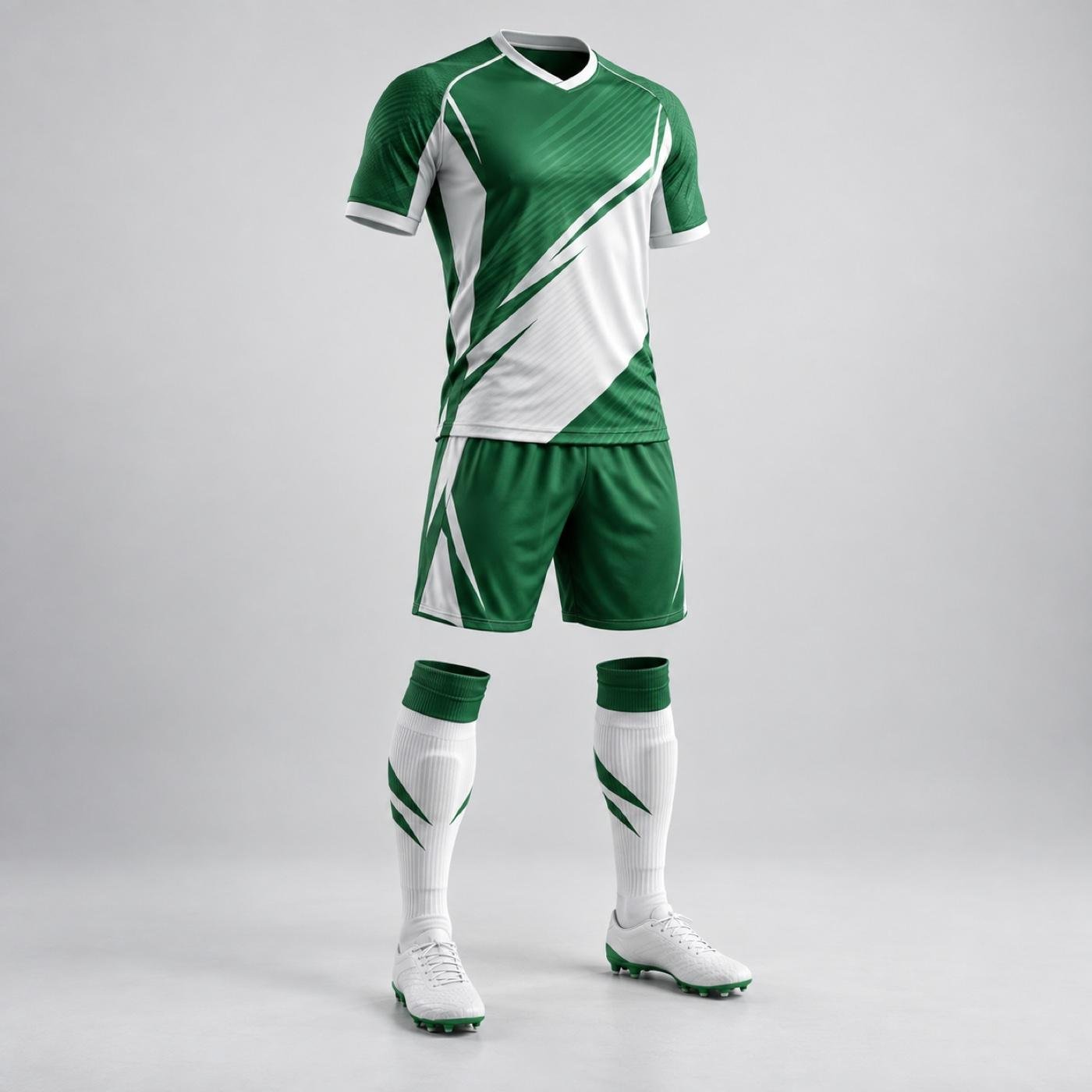 Custom Green & White Soccer Uniform