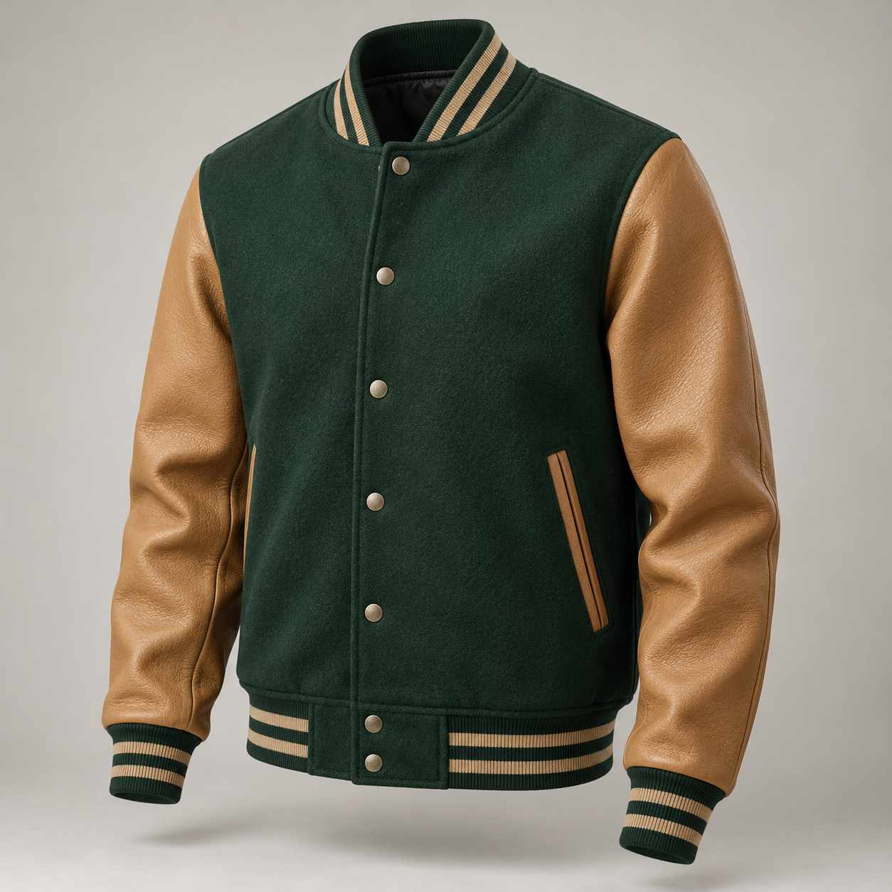 Custom Letterman Jacket with Leather Sleeves