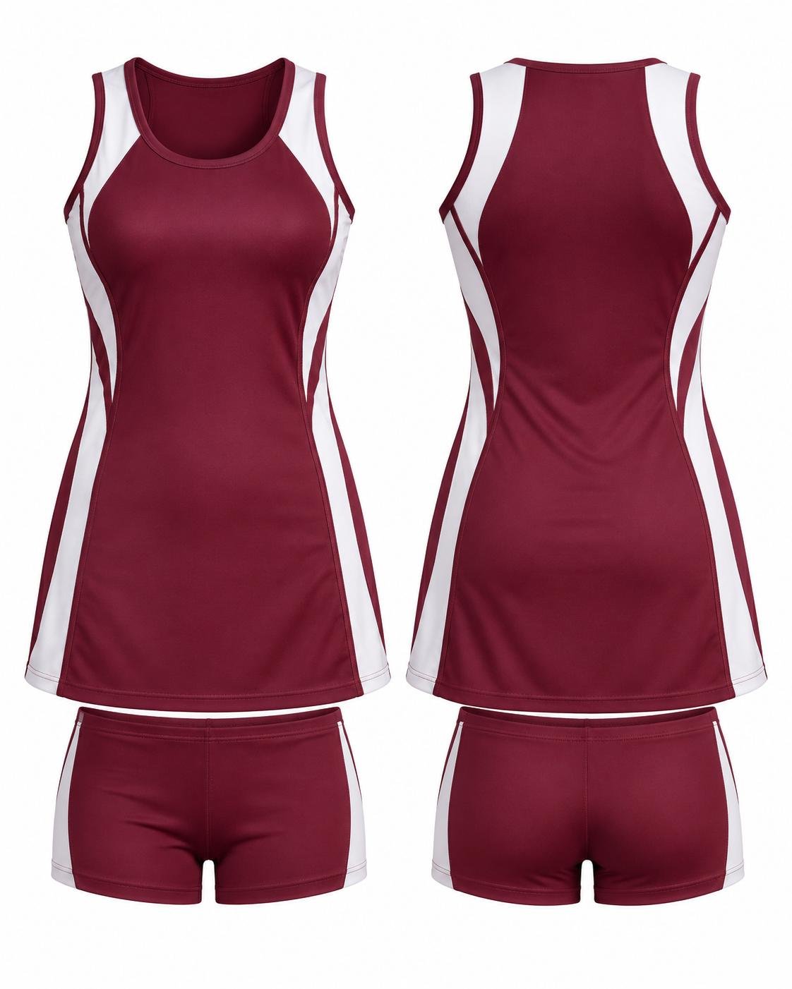 Custom Maroon & White Netball Uniform