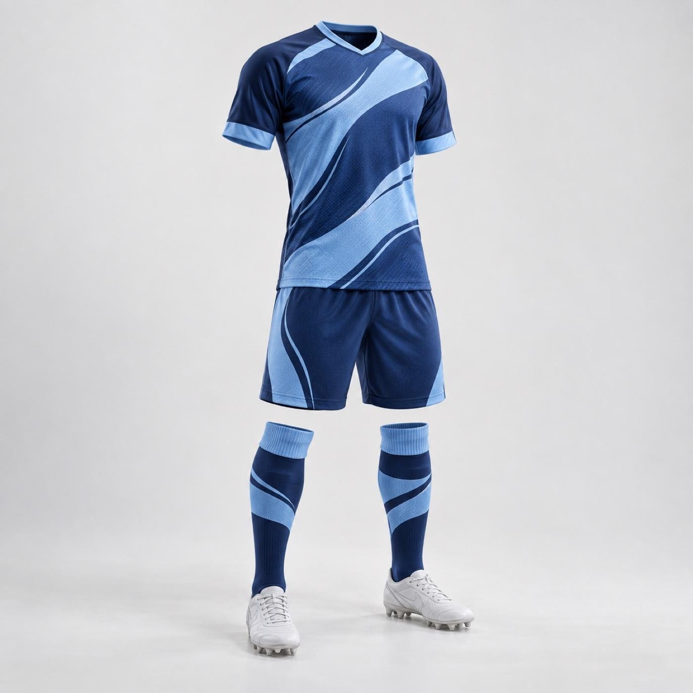Custom Navy & Sky Blue Soccer Uniform