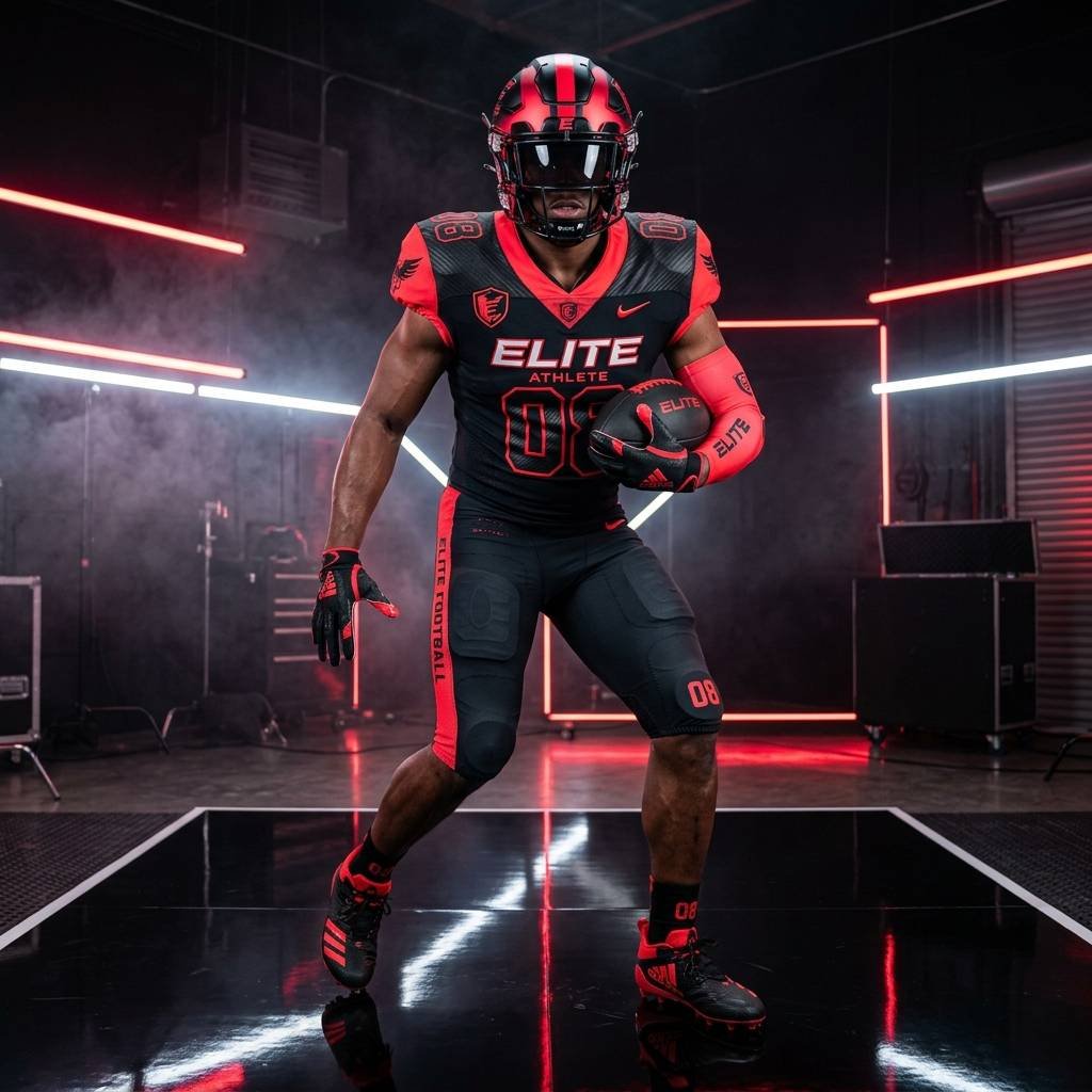 Custom Neon Red American Football Uniform