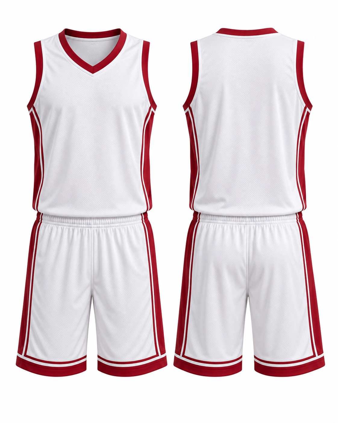 Custom White & Crimson Basketball Uniform