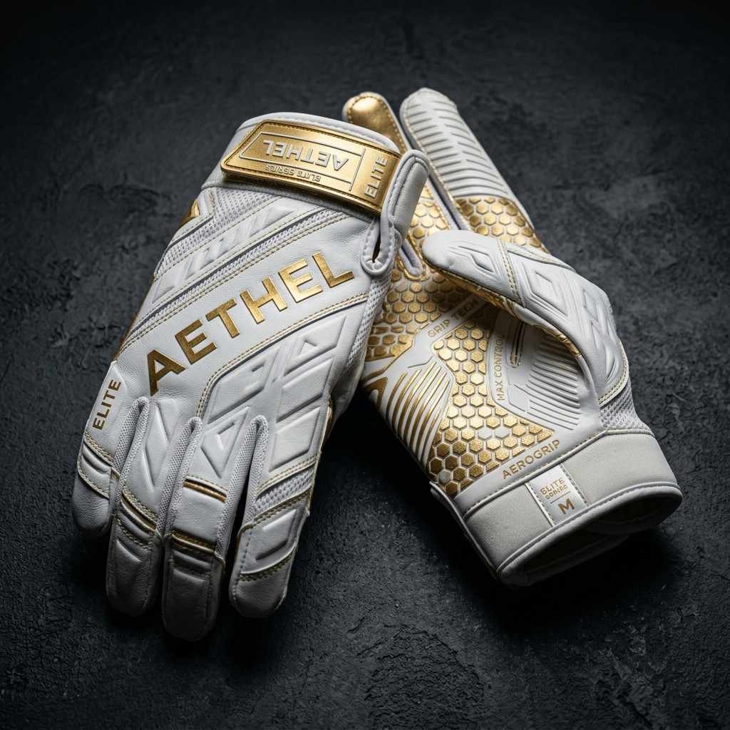 Custom White & Gold Football Receiver Gloves