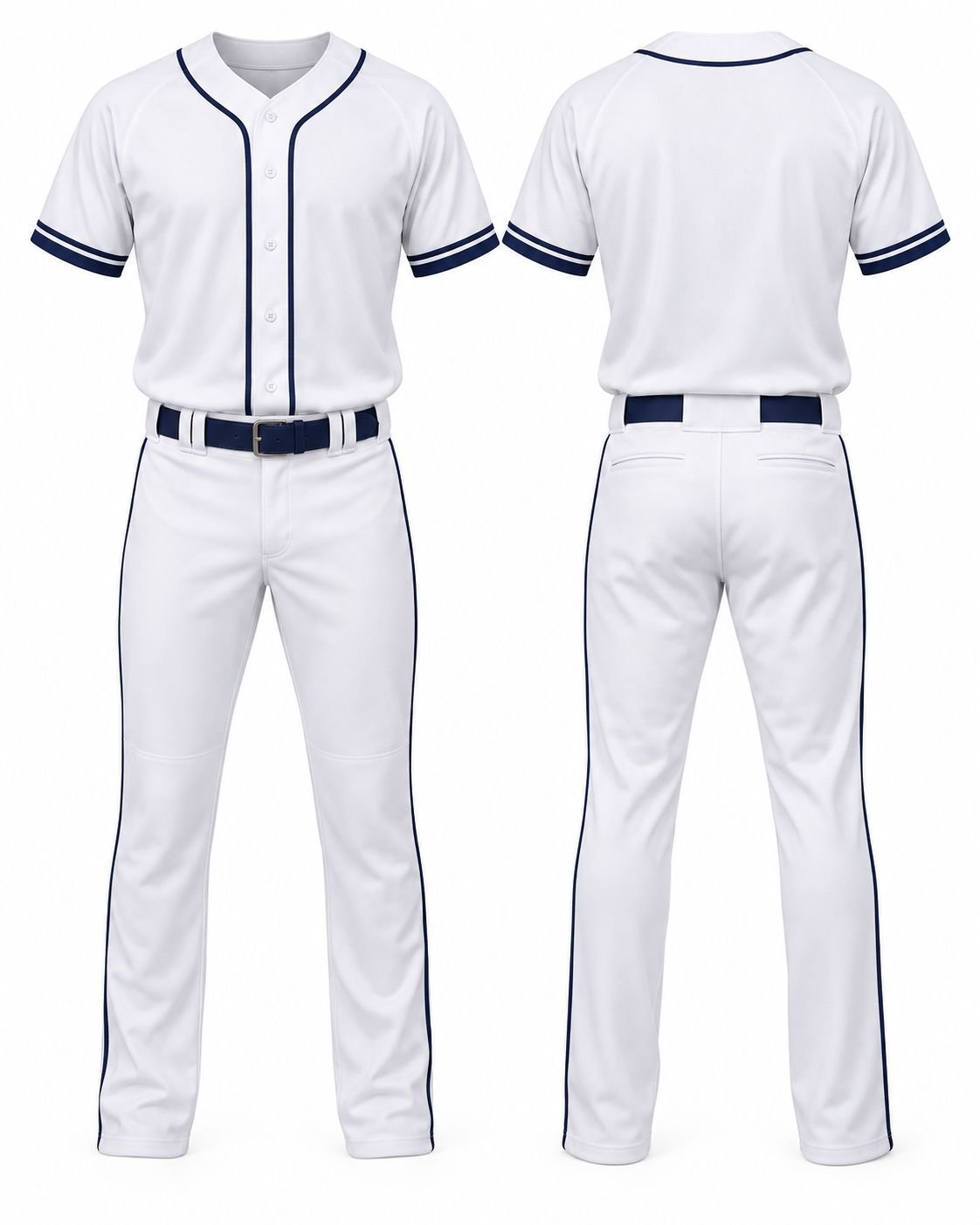 Custom White & Navy Baseball Uniform